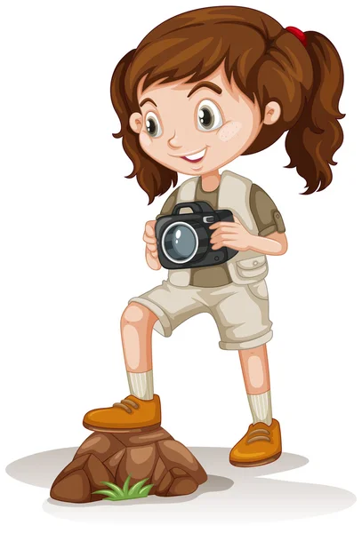 Little girl holding a camera — Stock Vector