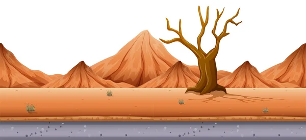 Безшовний фон з деревом і пагорбами — стоковий вектор
