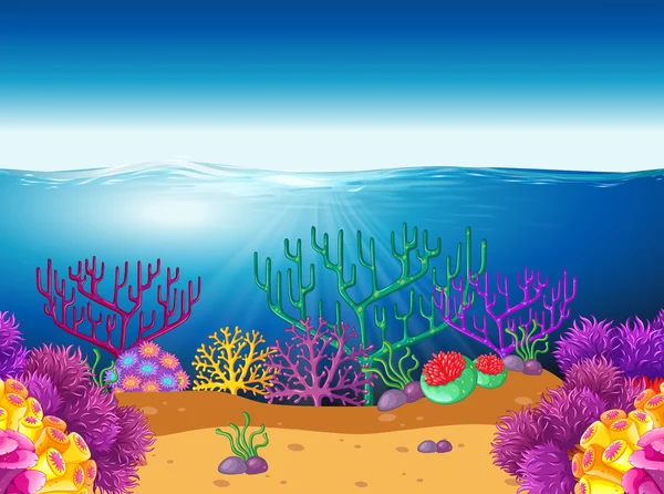 Natuur scène met coral reef onderwater — Stockvector