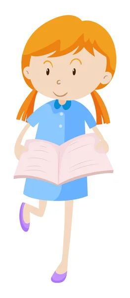 Niña leyendo libro — Vector de stock