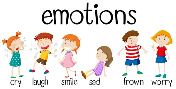 Enfants exprimant des émotions différentes — Image vectorielle