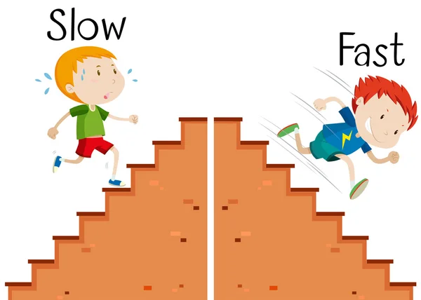Opposite words slow and fast — Stock Vector