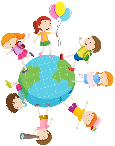 Children playing around the world — Stock Vector