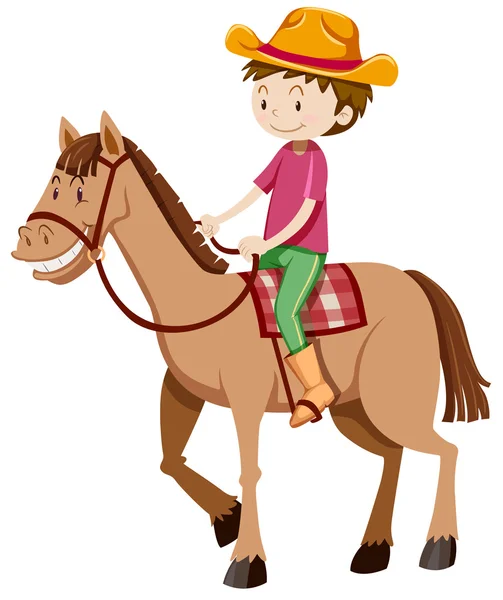 Hombre montando a caballo solo — Vector de stock