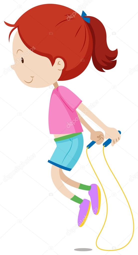 Little girl skipping the rope