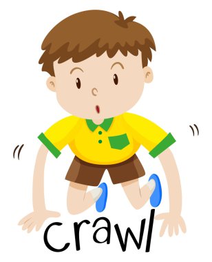 yerde sürünen küçük çocuk