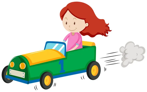 Mała dziewczynka wyścigi samochodowe — Wektor stockowy