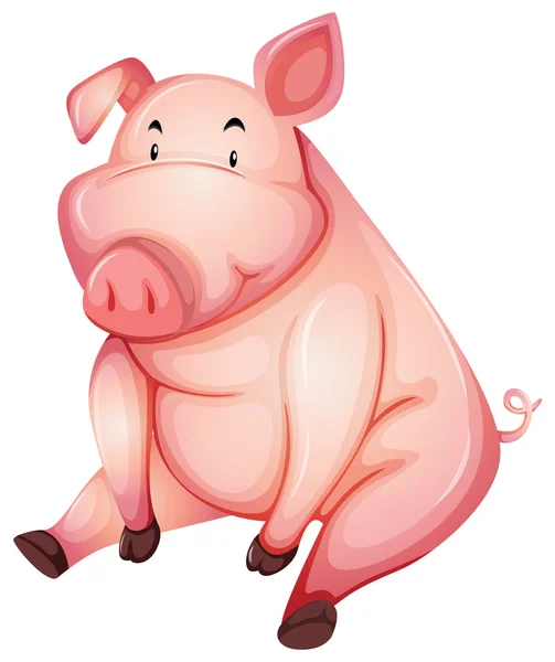 Porc gras stând singur — Vector de stoc