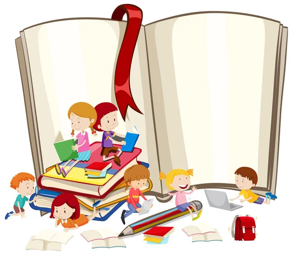 Children reading books together — Stock Vector