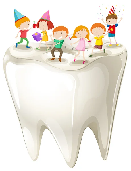 Glada barn med ren tand — Stock vektor