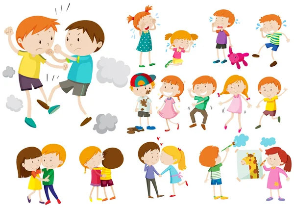 Boys and girls in different actions Royalty Free Stock Illustrations