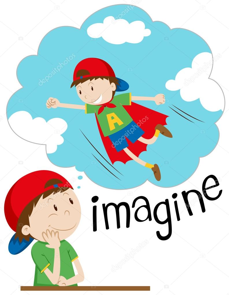Boy imagining being superhero