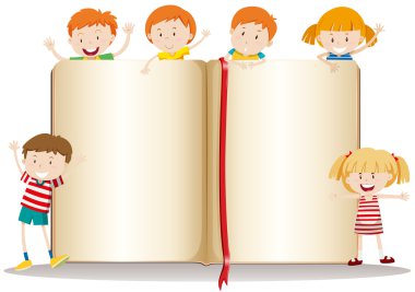 Kitap tasarımı mutlu çocuklu