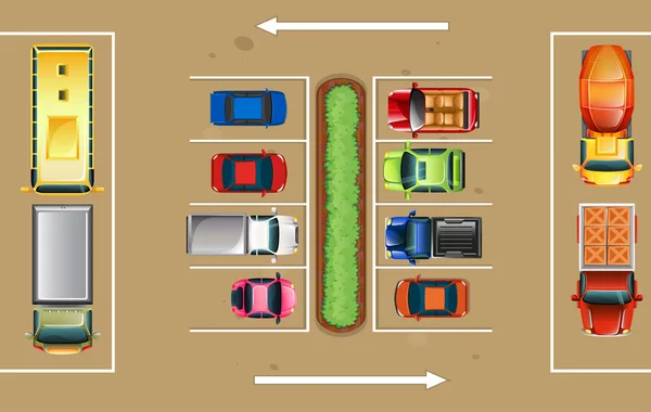 Tampilan atas tempat parkir - Stok Vektor