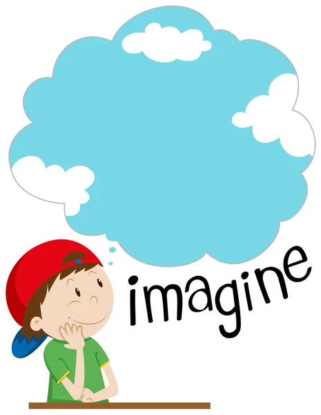 Boy sitting and imagining thing — Stock Vector