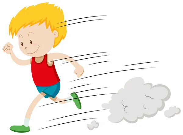 Pequeño chico corriendo rápido — Vector de stock