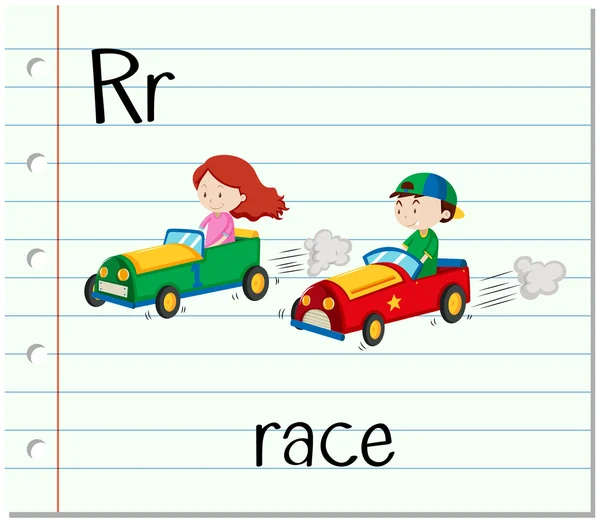 Flashcard letra R es para la raza — Vector de stock