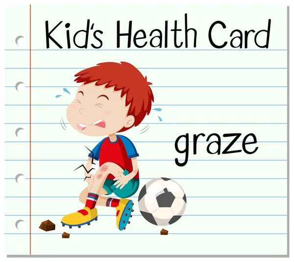 Gezondheidskaart met jongen met graze — Stockvector