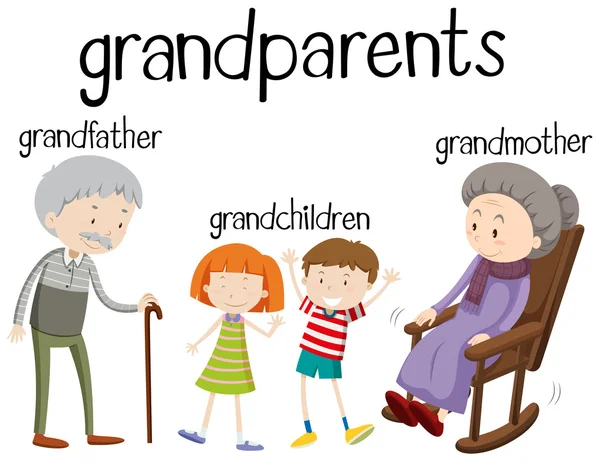 Grandparents and grandchildren together — Stock Illustration Grandparents and grandchildren together Royalty Free Stock Illustrations