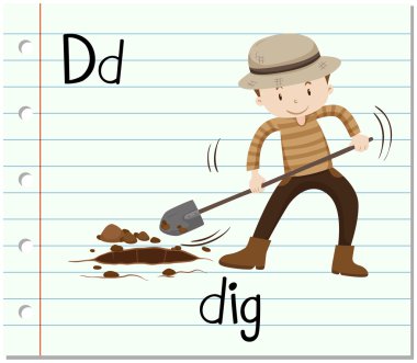 Flashcard D kazmak için harftir