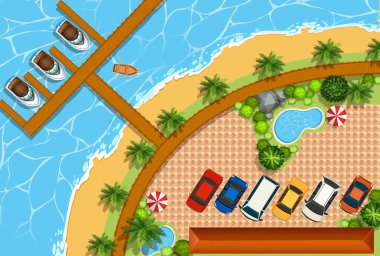 Portland üstten görünüm tekneler ile 