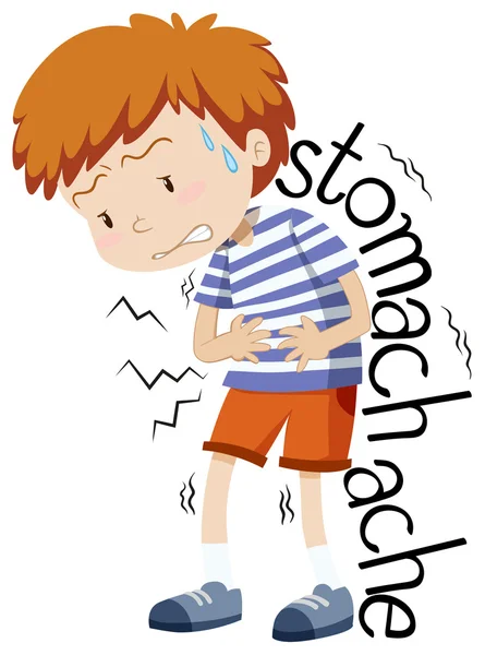 Sick boy having stomachache — Stock Vector