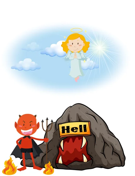 Angyal a mennyben és pokolban ördög — Stock Vector