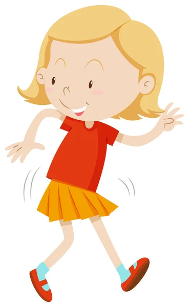 Girl with happy face dancing — Stock Vector