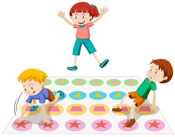 Children playing twister together — Stock Vector