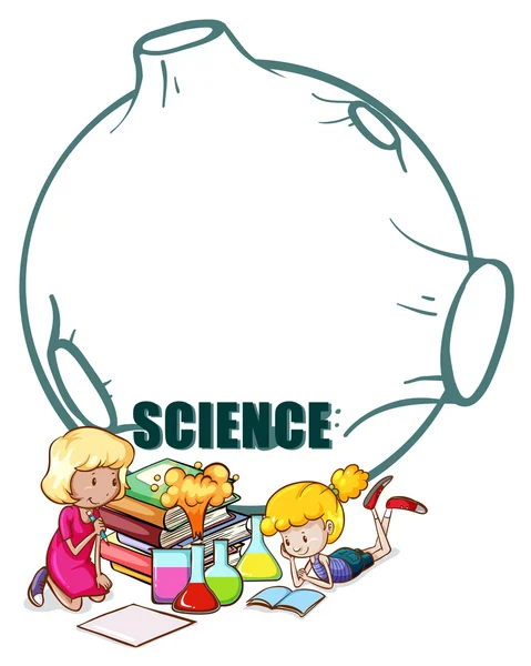 两个女孩和科学设备 — 图库矢量图片