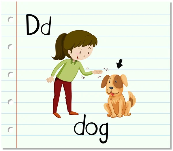 Flashcard letra D é para o cão —  Vetores de Stock