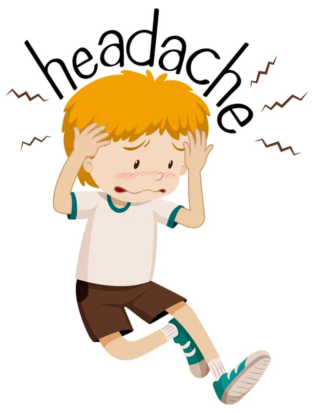 Petit garçon ayant mal à la tête — Image vectorielle