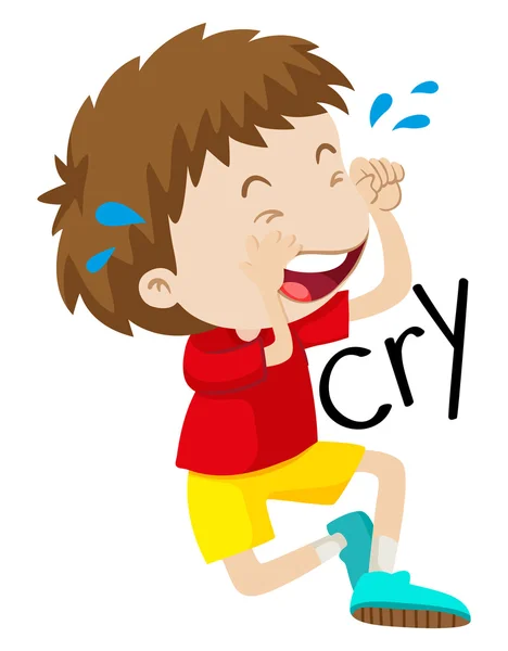 Üzgün çocuk onun gözyaşları ağlamaya — Stok Vektör