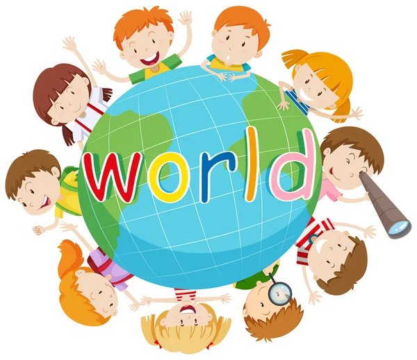 Gyermek mosolyogva a világ minden tájáról — Stock Vector