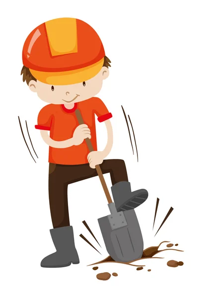 Man digging hole on the ground — Stock Vector