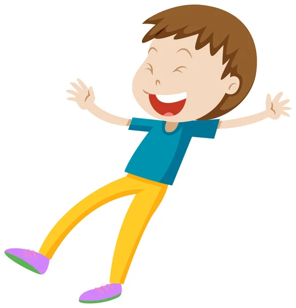 Little boy in blue shirt laughing — Stock Vector