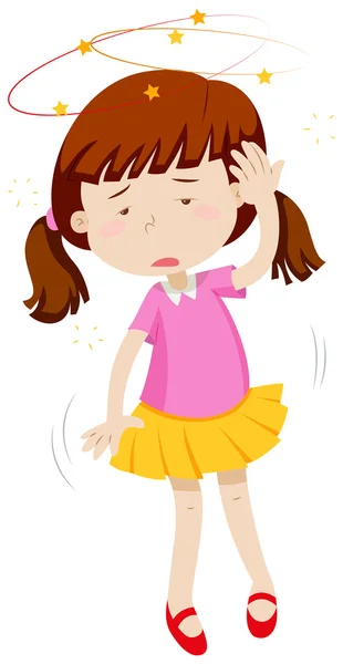 Little girl feeling dizzy — Stock Vector