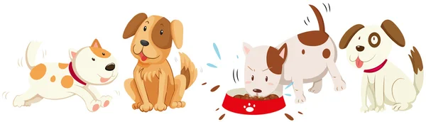 Perros en diferentes acciones — Vector de stock