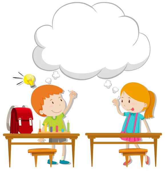 Boy and girl with thinking bubble — Stock Vector