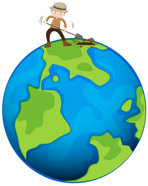 Man digging the earth — Stock Vector