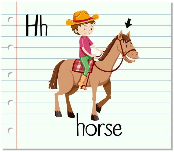 Flashcard lettera H è per il cavallo — Vettoriale Stock