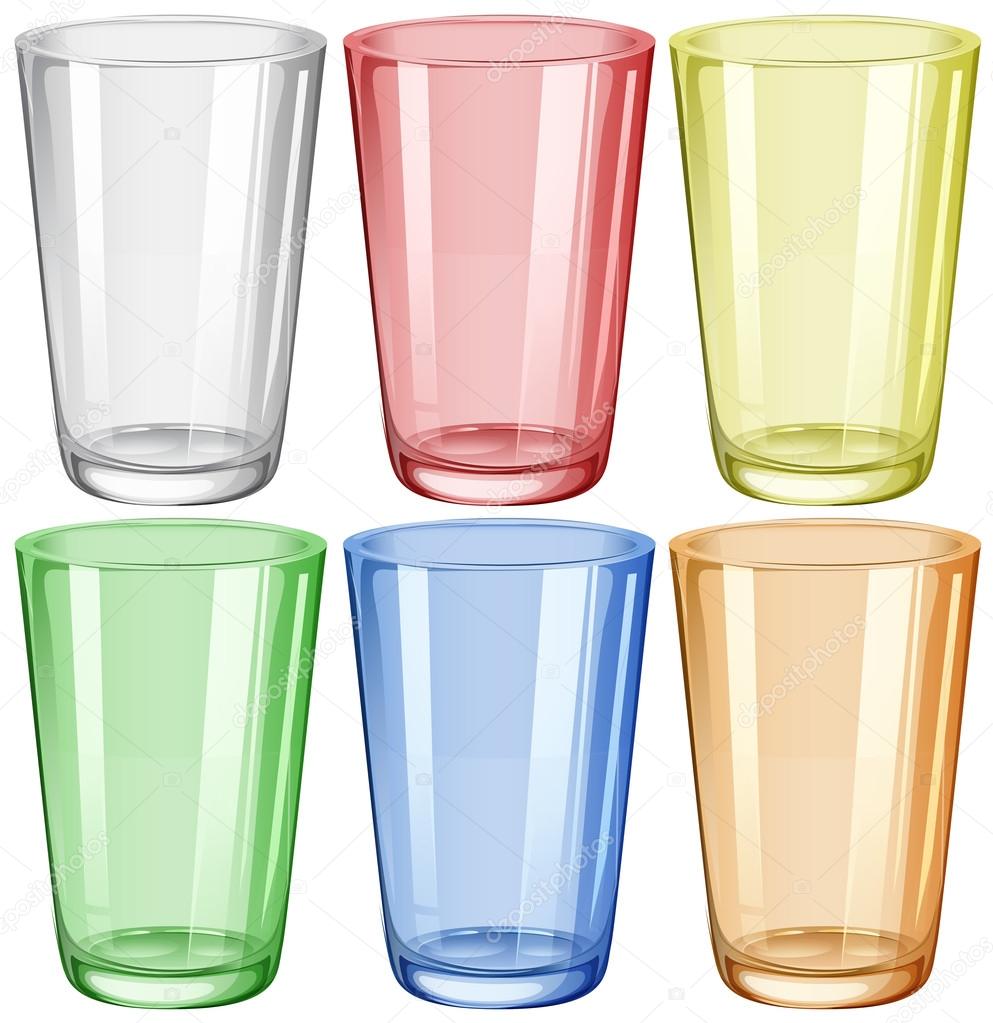 Water glass in six different colors