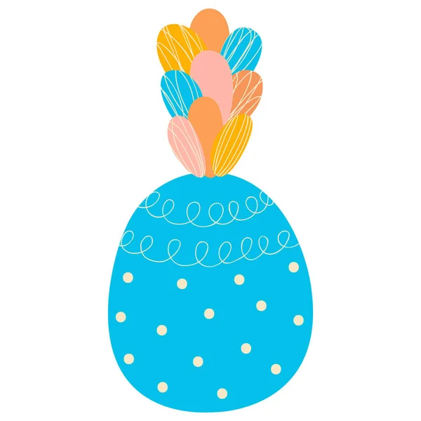 摘要菠萝为蓝色 叶色艳丽 背景为白色 孤立的热带水果与丑闻的鸟类风格 幼儿园和宴会设计元素的涂鸦 — 图库矢量图片