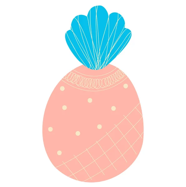 Abstrakte Stilisierte Ananas Rosa Blaue Silhouette Vereinzeltes Tropisches Doodle Auf — Stockvektor