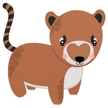 Beyaz arka planda yanakları olan sevimli bir Güney Amerika çizgi filmi. Çocuk ürünleri, çıkartmalar, çocuk dekorları üzerine baskı yapmak için. Vektör.