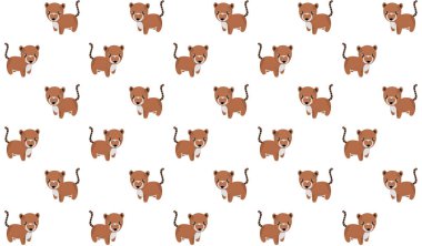 Beyaz arka planda parlak yanakları olan sevimli Güney Amerika burunlarının kusursuz deseni. Çocuk ürünleri, tekstil, kumaş, moda üzerine baskı yapmak için. Vektör.