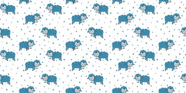 Mavi kuzulardan oluşan kusursuz bir çizgi film çizimi, kaligrafik el yazmaları 