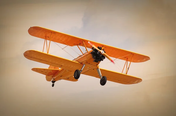 Retro style picture of the biplane. — Stock Photo, Image