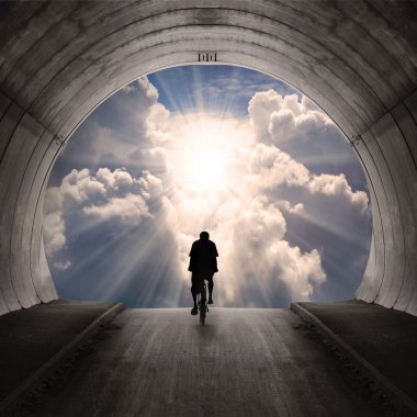 Light at end of the tunnel. clipart