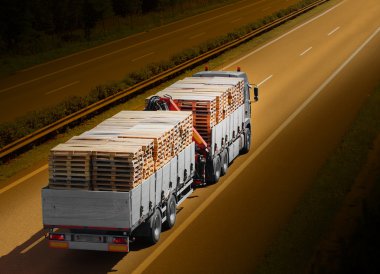 Transpalet karayolu üzerinde.